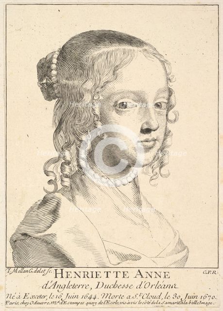 Henriette-Anne d'Angleterre, duchesse d'Orléans. Creator: Claude Mellan.