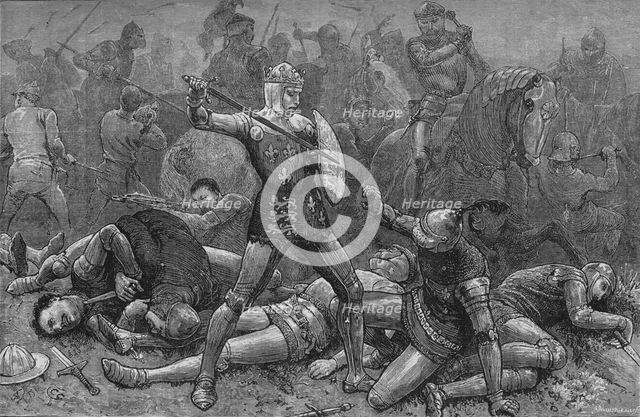 'Henry and Alencon at Agincourt', 25 October 1415, (c1880). Artist: Unknown.