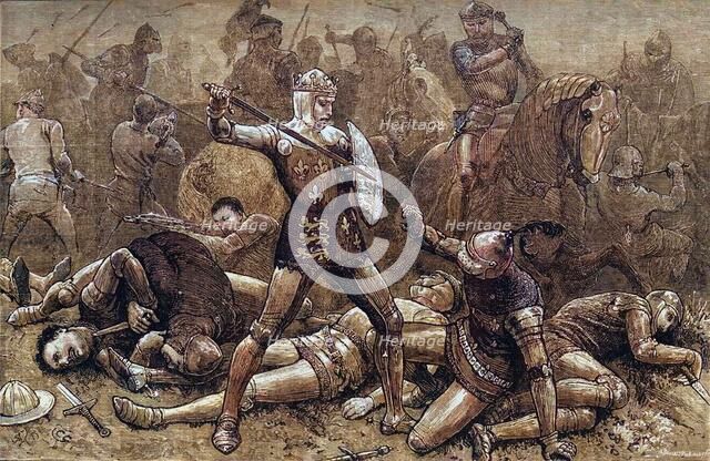 'Henry and Alencon at Agincourt', 25 October 1415, (c1880). Creator: Unknown.