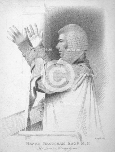 'Henry Brougham Esq., M.P., The Queen's Attorney General', c1820.  Creator: T Wright.