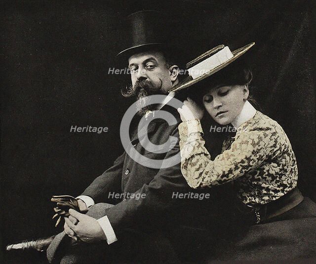 Henry Gauthier-Villars, called "Willy" (1859-1931) and Colette (1873-1954), from "Revue..., 1902. Creator: Photo studio M. Ducourau.