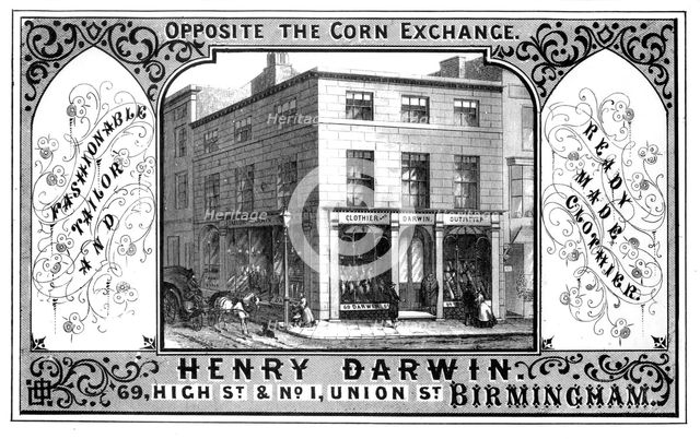 Henry Darwin tailor's shop, Birmingham, 19th century.Artist: T Underwood