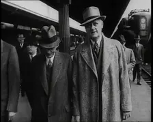 Henry Ford and His Entourage Walking Towards the Camera, 1930s. Creator: British Pathe Ltd