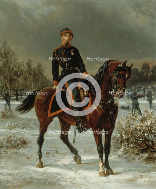 Henry Houssaye (1848-1911), historien et critique, en uniforme de sous-lieutenant de..., en 1871. Creator: Olivier Pichat.