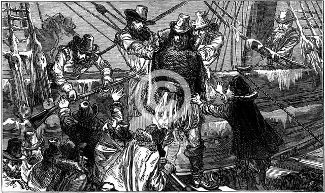 Henry Hudson, English navigator, being set adrift by mutinous crew, c1880. Artist: Unknown