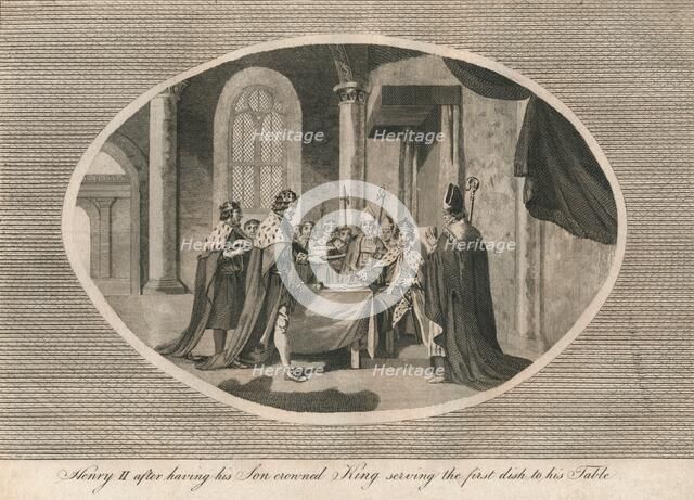 Henry II, after having his son crowned king, serving the first dish to his table, 1170 (1793). Artist: Unknown.