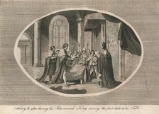 Henry II, after having his son crowned king, serving the first dish to his table, 1170 (1793)