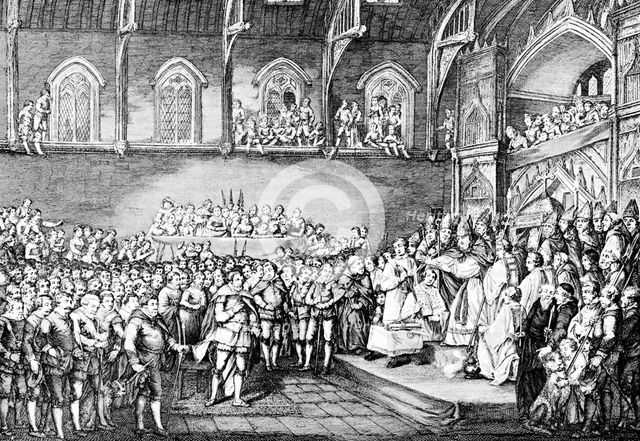 Henry III renewing the Magna Carta in 1253 (1905). Artist: Unknown