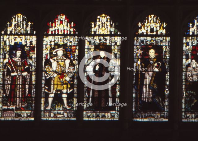 Henry IV, Henry VIII and Archbishops Cranmer and Laud, Canterbury Cathedral, Kent, 20th century. Artist: CM Dixon.