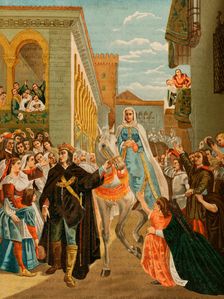 Henry IV of Castile, (1425-1474), the Impotent, presenting his sister Doña Isabella...Segovia, 1890. Creator: Unknown