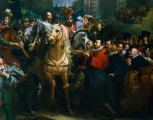 Henry IV of France entering Paris, 22 March 1594 (19th century). Artist: Anon