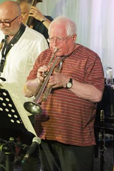Henry Lowther, Alan Wakeman Nonet, Watermill Jazz Club, Dorking, Surrey, 2022. Creator: Brian O'Connor