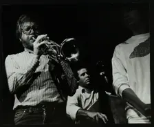 Henry Lowther, Chris Laurence and Norma Winstone on stage at The Stables, Wavendon, Buckinghamshire. Creator: Denis Williams