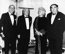 Henry Moore (1898-1986), British sculptor, with friends of the Art Museum of Israel, 1969