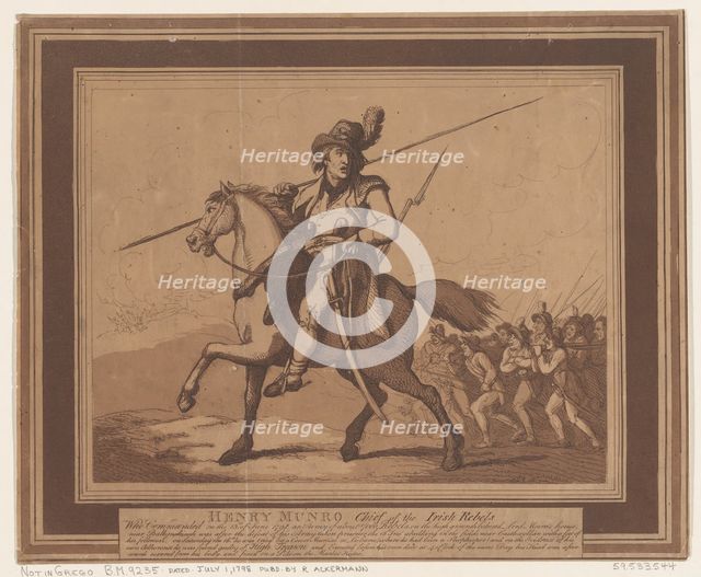 Henry Munro, Chief of the Irish Rebels, July 1, 1798., July 1, 1798. Creator: Thomas Rowlandson.