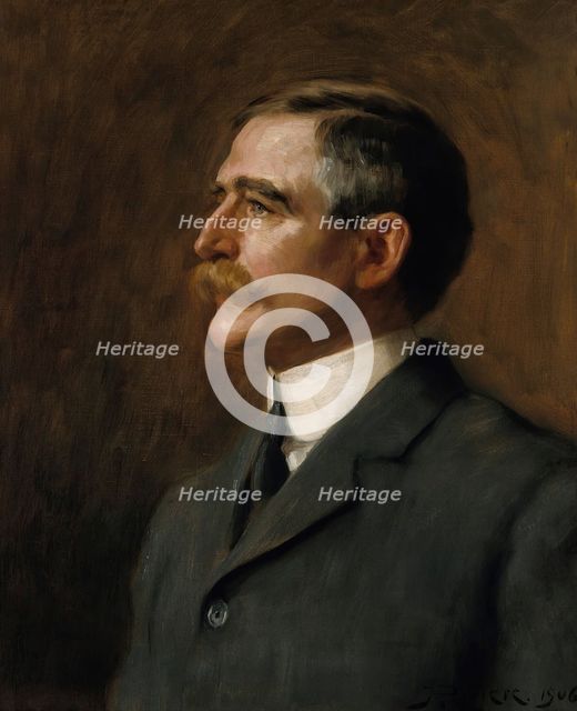 Henry Solomon Wellcome: head and shoulders, 1906. Creator: Hugh Goldwin Riviere.