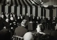 Henry Solomon Wellcome speaking at the cornerstone ceremony for the Wellcome Building, 1931. Creator: Unknown