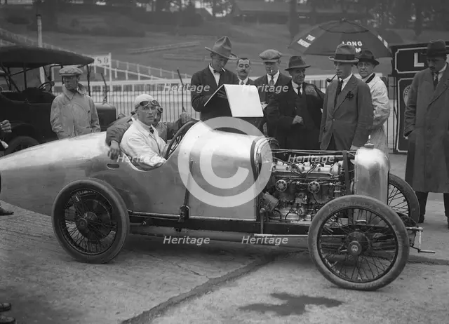 Henry Segrave in his Talbot-Darracq at the JCC 200 Mile Race, Brooklands, Surrey, 1921. Artist: Bill Brunell.