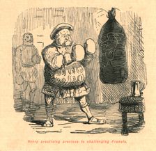 Henry practising previous to challenging Francis 1897. Creator: John Leech