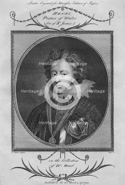 Henry, Prince of Wales, son of King James I, 1784.  Artist: Anon.