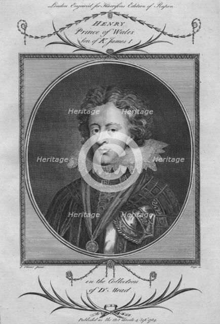 Henry, Prince of Wales, son of King James I, 1784.  Artist: Anon.