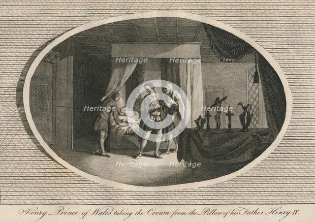 Henry, Prince of Wales taking the Crown from the pillow of his father Henry IV, 1413 (1793). Artist: Unknown.
