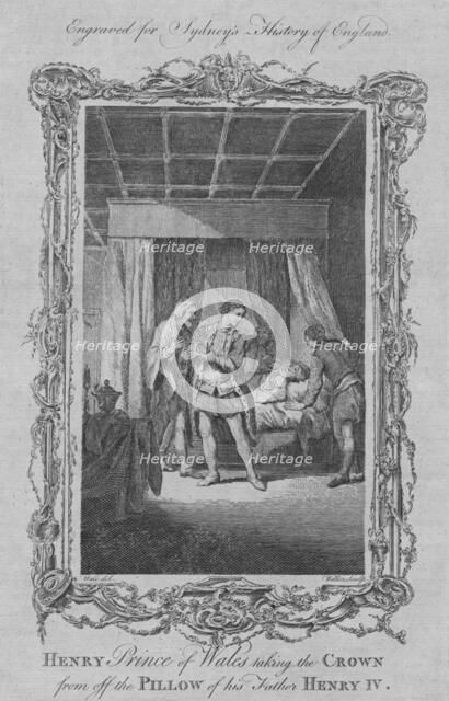 'Henry Prince of Wales taking the crown from off the pillow of this father Henry IV', 1773.  Creator: William Walker.