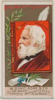 Henry Wadsworth Longfellow, from the series Great Americans (N76) for Duke brand cigarette..., 1888. Creator: Unknown
