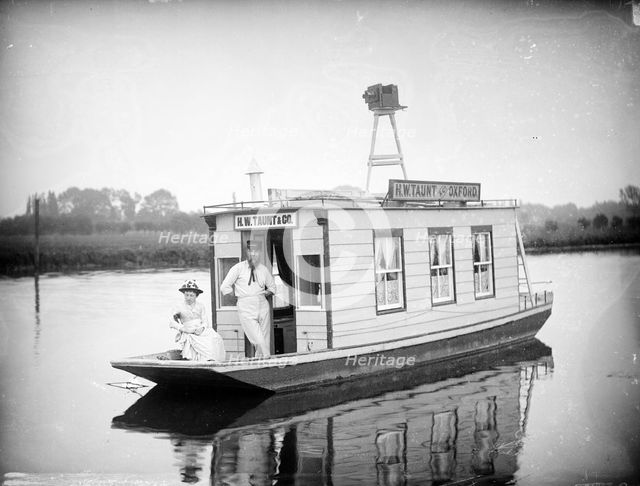 Henry Taunt on his floating studio near Oxford, Oxfordshire, 1895. Artist: Henry Taunt
