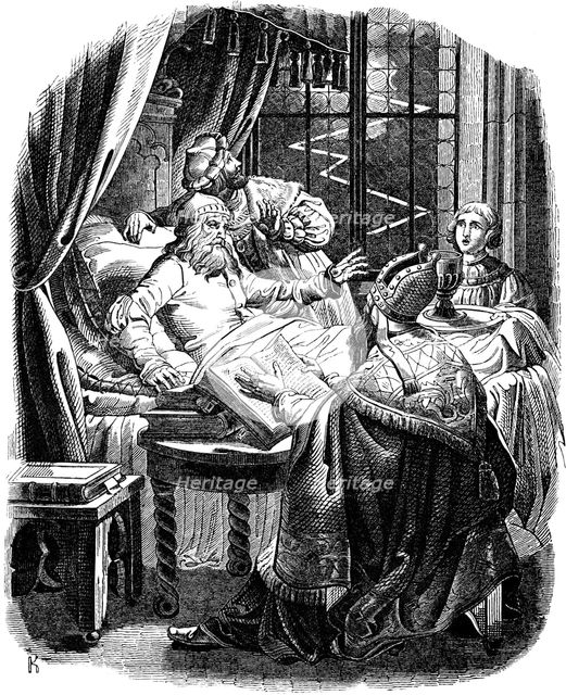 Henry the Lion before his death in Brunswiek (Illustration from the Geschichte des deutschen Volkes by E. Duller), 1840. Artist: Kirchhoff, Johann Jakob (1796-1848)