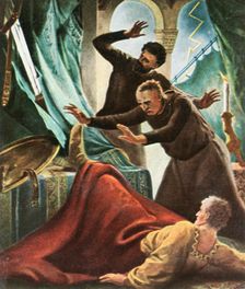 Henry V is hit by lightning in the imperial house at Goslar, (1936). Creator: Unknown