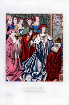 Henry VI and his court, mid-15th century, (1843).Artist: Henry Shaw