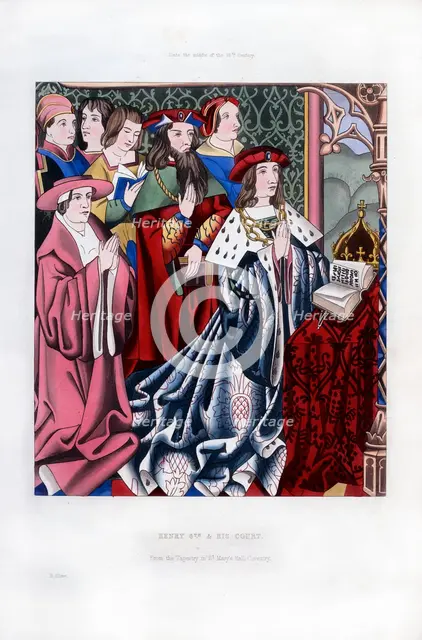 Henry VI and his court, mid-15th century, (1843).Artist: Henry Shaw