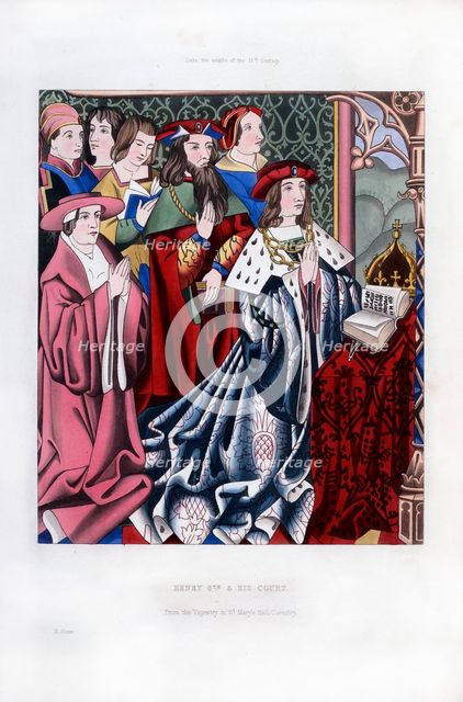 Henry VI and his court, mid-15th century, (1843).Artist: Henry Shaw