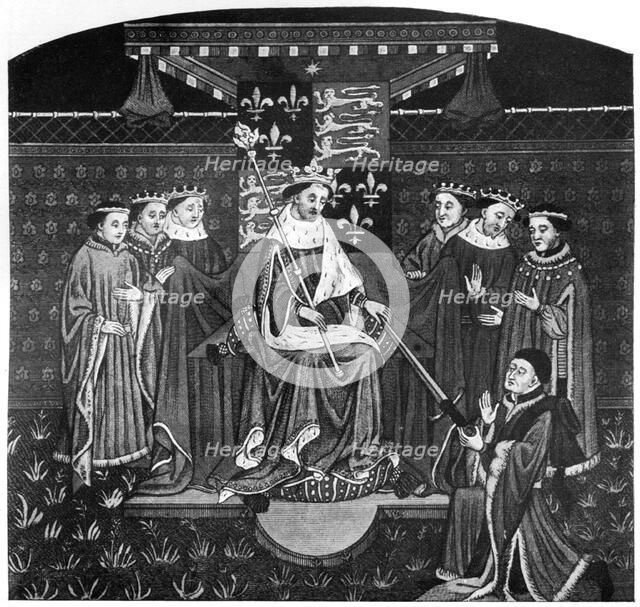 Henry VI presenting a sword to John Talbot, Earl of Salisbury, c1445, (1910). Artist: Unknown
