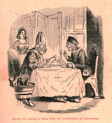 Henry VII taking a chop with the Archbishop of Canterbury 1897. Creator: John Leech