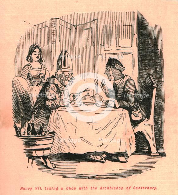 'Henry VII taking a chop with the Archbishop of Canterbury', 1897. Creator: John Leech.