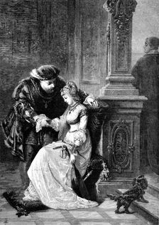 "Henry VIII. and Anne Boleyn" by G.F. Folingsby, National Gallery of Art, Melbourne, Australia, 1880 Creator: Unknown