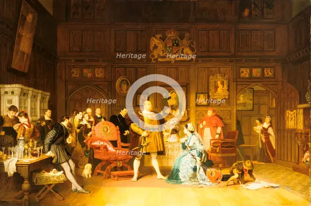 'Henry VIII and Anne Boleyn Observed by Queen Catherine', 1870.  Artist: Marcus Stone