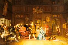 Henry VIII and Anne Boleyn Observed by Queen Catherine 1870. Artist: Marcus Stone