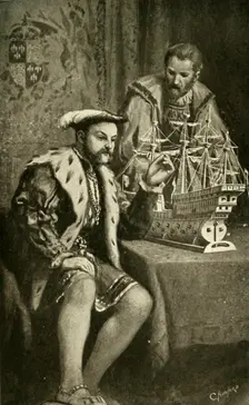 'Henry VIII. And Model of the "Great Harry" (1902). Creator: C. Howard