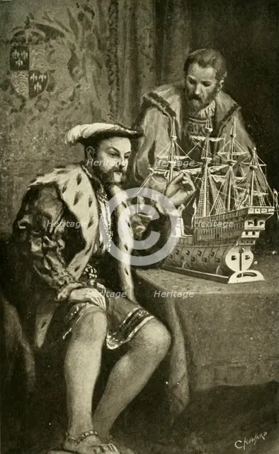 ''Henry VIII. And Model of the "Great Harry"', (1902). Creator: C. Howard.