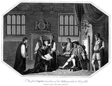 Henry VIII being presented with Cranmer's Bible, 1540 (1824)