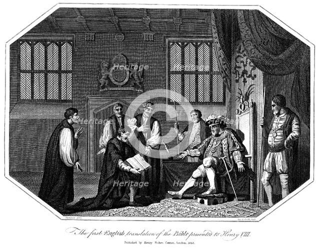 Henry VIII being presented with Cranmer's Bible, 1540 (1824). Artist: Unknown