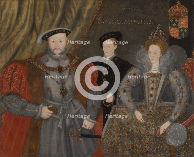 Henry VIII, Elizabeth I, and Edward VI, 1597. Creator: Unknown.