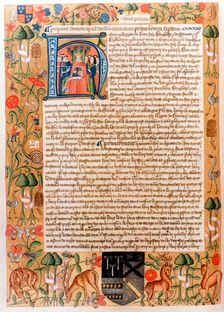 Henry VII's first act of parliament with an initial portrait of the king, late 1480s
