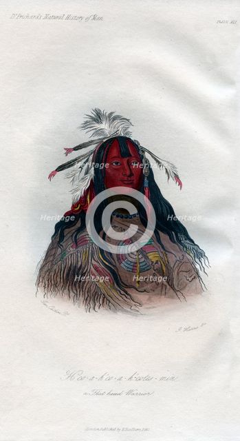 'Heo-a-h'co-a-h'-cotes-min, a Flat head Warrior', 1848.Artist: Harris