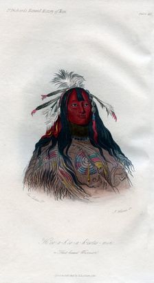Heo-a-h'co-a-h'-cotes-min, a Flat head Warrior 1848.Artist: Harris