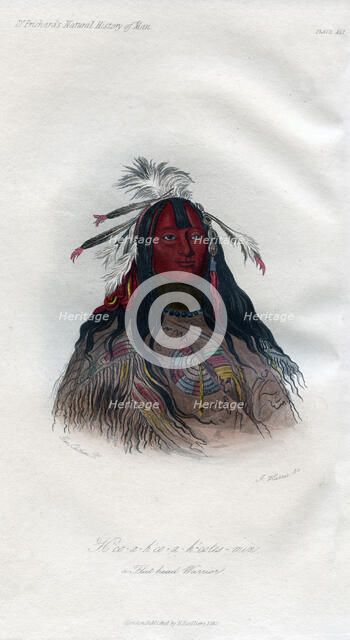 'Heo-a-h'co-a-h'-cotes-min, a Flat head Warrior', 1848.Artist: Harris