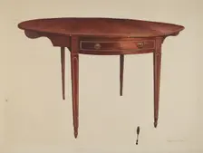 Hepplewhite Drop Leaf Table, c. 1942. Creator: Hugh Ryan